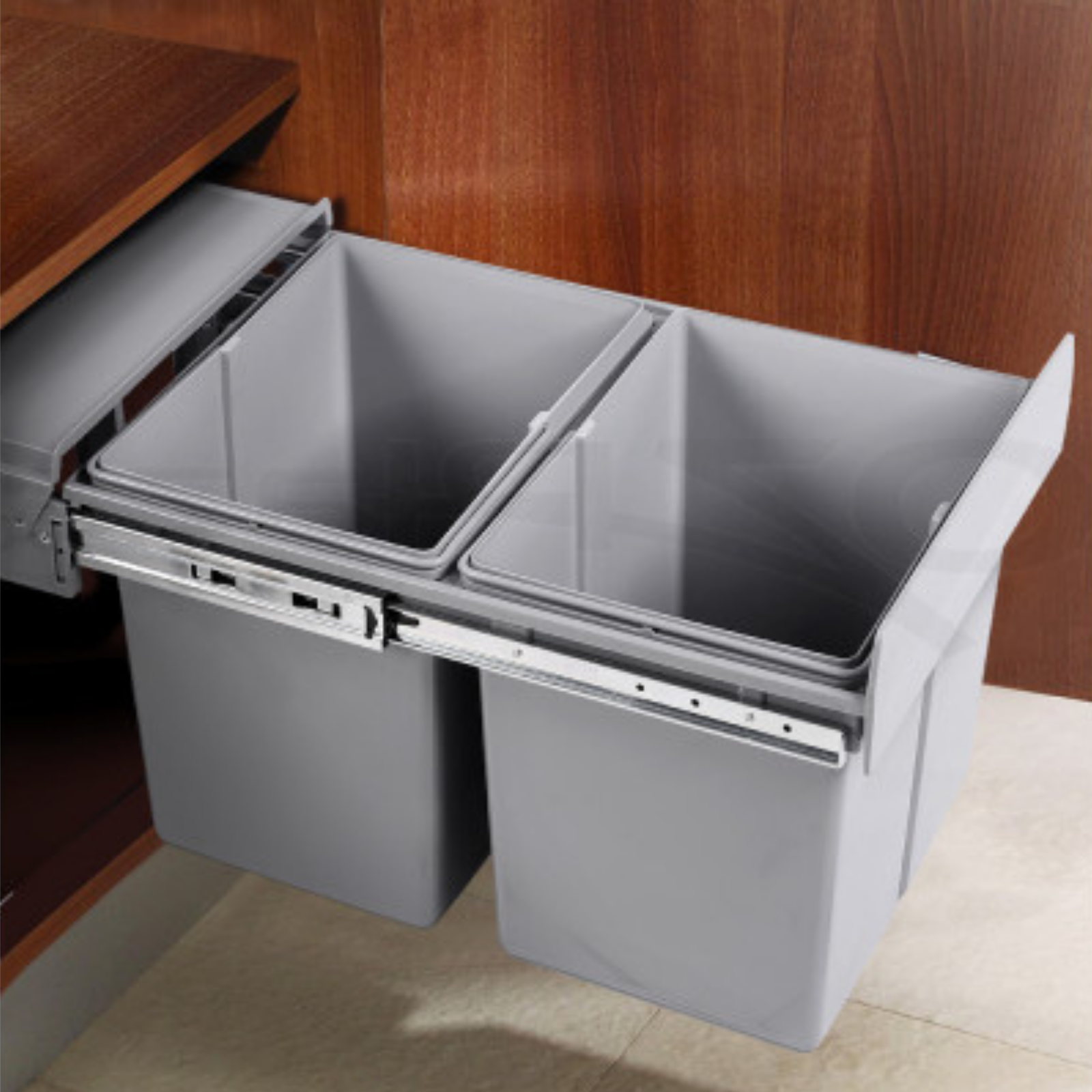 Kitchen Bin Under Bench Counter Sink Pull Out 2 x 15L Twin Pull Out